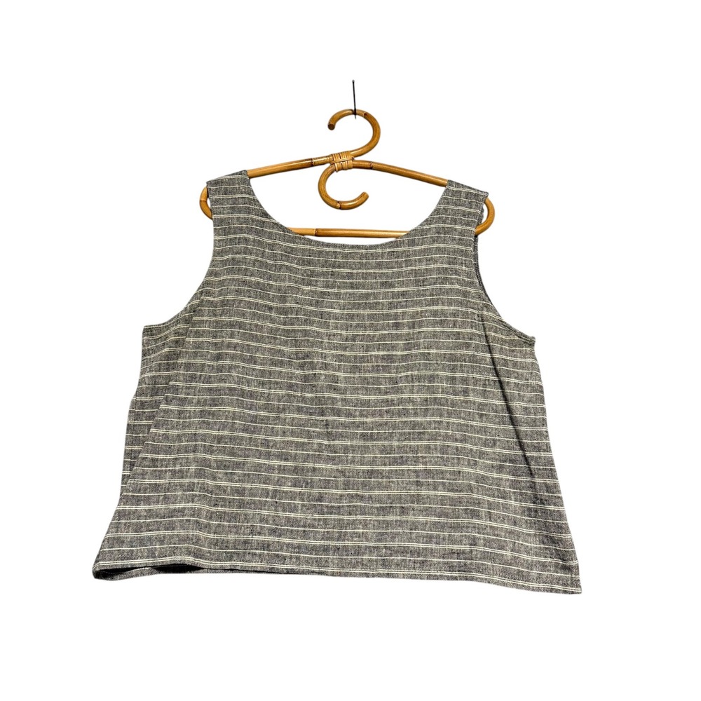 Uniform Handmade | The Tank Charcoal Stripe Keyhole Back Size XL Cotton Hemp